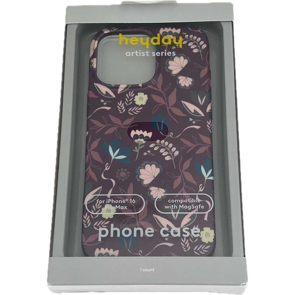 heyday Phone Case iPhone 16 Pro Max Plum Floral NIB MagSafe Artist Series